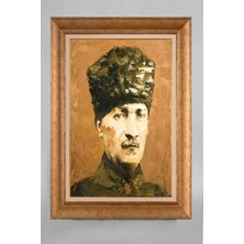 Giyense Özel Seri Altın Paspartulu Çerçeveli Atatürk Tablo T095