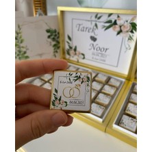 Siyah Lale Nikah Şekeri Karton Kutulu Baskılı Madlen Çikolata 75 Adet