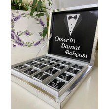 Siyah Lale Nikah Şekeri Karton Kutulu Baskılı Madlen Çikolata 50 Adet