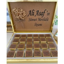 Siyah Lale Nikah Şekeri Karton Kutulu Baskılı Madlen Çikolata 75 Adet