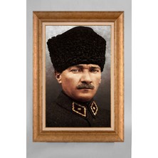 Giyense Özel Seri Altın Paspartulu Çerçeveli Atatürk Tablo T357