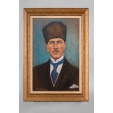 Giyense Özel Seri Altın Paspartulu Çerçeveli Atatürk Tablo T476
