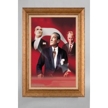 Giyense Özel Seri Altın Paspartulu Çerçeveli Atatürk Tablo T070