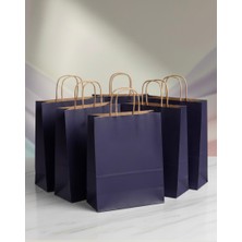 Aybaş Kağıtçılık 1.kalite 25X31 Cm Büyük Boy (10 Adet) Lacivert Renkli Kraft Kağıt Çanta,hediye Poşeti,hediye Paketi,kraft Çanta