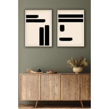 Huhuli 2’li Ahşap Çerçeveli Soyut Tablo 20x30 cm Ahşap Renkli Duvar Dekoru