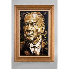Giyense Özel Seri Altın Paspartulu Çerçeveli Atatürk Tablo T365