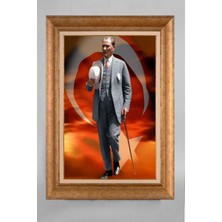 Giyense Özel Seri Altın Paspartulu Çerçeveli Atatürk Tablo T318