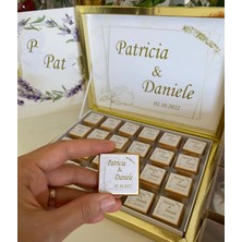 Siyah Lale Nikah Şekeri Karton Kutulu Baskılı Madlen Çikolata 75 Adet