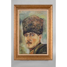 Giyense Özel Seri Altın Paspartulu Çerçeveli Atatürk Tablo T779