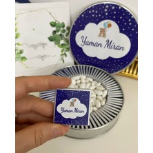 Siyah Lale Nikah Şekeri Metal Kutulu Baskılı Madlen Çikolata ve Badem Şekeri 70 Adet