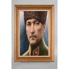 Giyense Özel Seri Altın Paspartulu Çerçeveli Atatürk Tablo T614