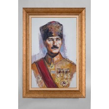 Giyense Özel Seri Altın Paspartulu Çerçeveli Atatürk Tablo T082