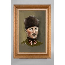 Giyense Özel Seri Altın Paspartulu Çerçeveli Atatürk Tablo T209
