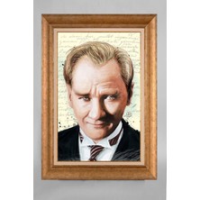 Giyense Özel Seri Altın Paspartulu Çerçeveli Atatürk Tablo T505