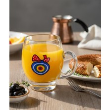 Kachkırhome Cam Fincan 100CC Kahve Çay Fincanı Nazar Boncuk Detaylı 6 Adet Hediyelik