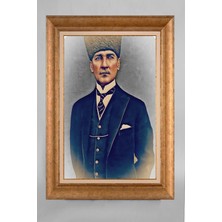 Giyense Özel Seri Altın Paspartulu Çerçeveli Atatürk Tablo T026