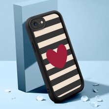 Ucuc iPhone 7/8/se 2020 2022 Uyumlu Siyah Silikon Kalp Desenli Lens Koruma Şok Emici Esnek Kılıf
