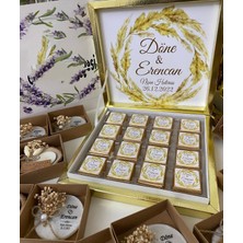 Siyah Lale Nikah Şekeri Karton Kutulu Baskılı Madlen Çikolata 50 Adet