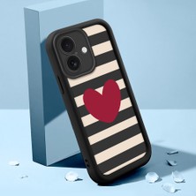 Ucuc iPhone 16 Uyumlu Siyah Silikon Kalp Desenli Lens Koruma Şok Emici Esnek Kılıf