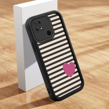 Ucuc Xiaomi Redmi 10C Uyumlu Siyah Silikon Kalp Desenli Lens Koruma Şok Emici Esnek Kılıf