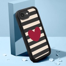 Ucuc iPhone 16E Uyumlu Siyah Silikon Kalp Desenli Lens Koruma Şok Emici Esnek Kılıf