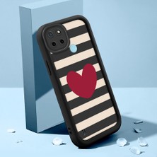 Ucuc Realme C21Y/C25Y Uyumlu Siyah Silikon Kalp Desenli Lens Koruma Şok Emici Esnek Kılıf