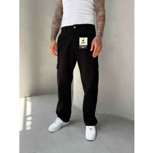 KağanKY Siyah Kargo Cep Baggy Jean