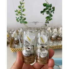 Siyah Lale Nikah Şekeri Cam Fanus Kardelen Çiçek ve Fıstık Şekerli Nikah, Söz, Nişan Hediyelik - 25 Adet