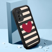Ucuc Xiaomi 12 Lite Uyumlu Siyah Silikon Kalp Desenli Lens Koruma Şok Emici Esnek Kılıf