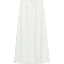 Eceylül Moda Beyaz Kadın Uzun Büyük Beden Jupon Etek Astarı