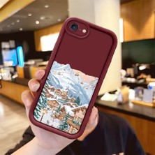 HONTINGA iPhone Se 2022 ile Uyumlu Kılıfı Düşüme Önleyici Basitlik Anti Düşme Kamera Korumali Şehir Bordo Desen Yumuşak Silikon Telefon Kılıfı Kadın ve Erkek Için Uygundur K2-7072
