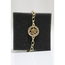 Luxon Collection Gold Taşlı Karma Figürlü Çelik Gold Bileklik
