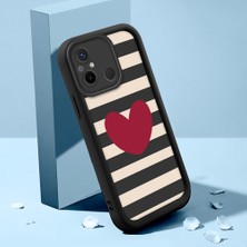 Ucuc Xiaomi Poco C55 Uyumlu Siyah Silikon Kalp Desenli Lens Koruma Şok Emici Esnek Kılıf
