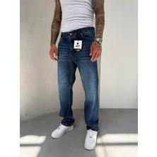 KağanKY Lacivert Lazerli Baggy Jean