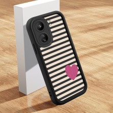 Ucuc Xiaomi Poco C65 Uyumlu Siyah Silikon Kalp Desenli Lens Koruma Şok Emici Esnek Kılıf