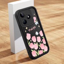 Ucuc Realme C53/C51/NOTE 50 Uyumlu Siyah Silikon Lale Desenli Lens Koruma Şok Emici Esnek Kılıf