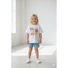 Monila Kız Çocuk Pamuklu Bisiklet Yaka Baskılı T-Shirt