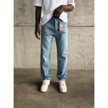 KağanKY Mavi Taşlamalı Baggy Jean