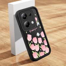 Ucuc Xiaomi Poco M6 Pro 4g Uyumlu Siyah Silikon Lale Desenli Lens Koruma Şok Emici Esnek Kılıf