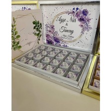 Siyah Lale Nikah Şekeri Karton Kutulu Baskılı Madlen Çikolata 75 Adet