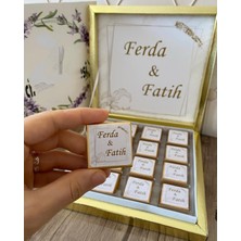 Siyah Lale Nikah Şekeri Karton Kutulu Baskılı Madlen Çikolata 50 Adet