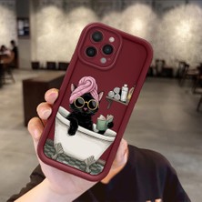 HONTINGA iPhone 14 Pro ile Uyumlu Kılıfı Düşüme Önleyici Basitlik Anti Düşme Kamera Korumali Hayvanlar Bordo Desen Yumuşak Silikon Telefon Kılıfı Kadın ve Erkek Için Uygundur K2-7076