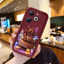 HONTINGA Infinix Smart 8 ile Uyumlu Kılıfı Düşüme Önleyici Basitlik Anti Düşme Kamera Korumali Hayvanlar Bordo Desen Yumuşak Silikon Telefon Kılıfı Kadın ve Erkek Için Uygundur K2-7076