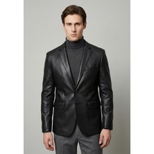 Felix Hardy Siyah Klasik Kesim Hakiki Kuzu Derisi Ceket