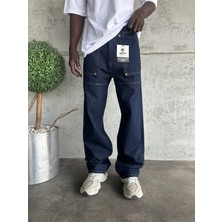 KağanKY Dikiş Detaylı Lacivert Relax Baggy Jean