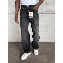 KağanKY Dikiş Detaylı Antrasit Taşlamalı Relax Baggy Jean