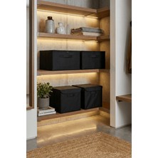 HomyJRs Homyjr’s Kapaklı Kumaş Saklama Kutusu Organizer - Dolap Içi Raf Düzenleyici Depolama Kutusu (Siyah)