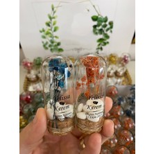 Siyah Lale Nikah Şekeri Cam Fanus Karışık Cipso Çiçekli ve Kalp Şekerli Nikah, Söz, Nişan Hediyelik - 50 Adet