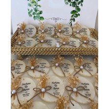 Siyah Lale Nikah Şekeri Çiçekli Epoksi Magnet Paketli Nikah, Söz, Nişan Hediyelik - 25 Adet