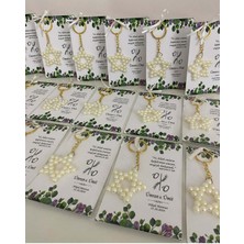 Siyah Lale Nikah Şekeri Inci Yıldız Anahtarlık Bebek, Nikah, Söz, Nişan Hediyelik - 50 Adet